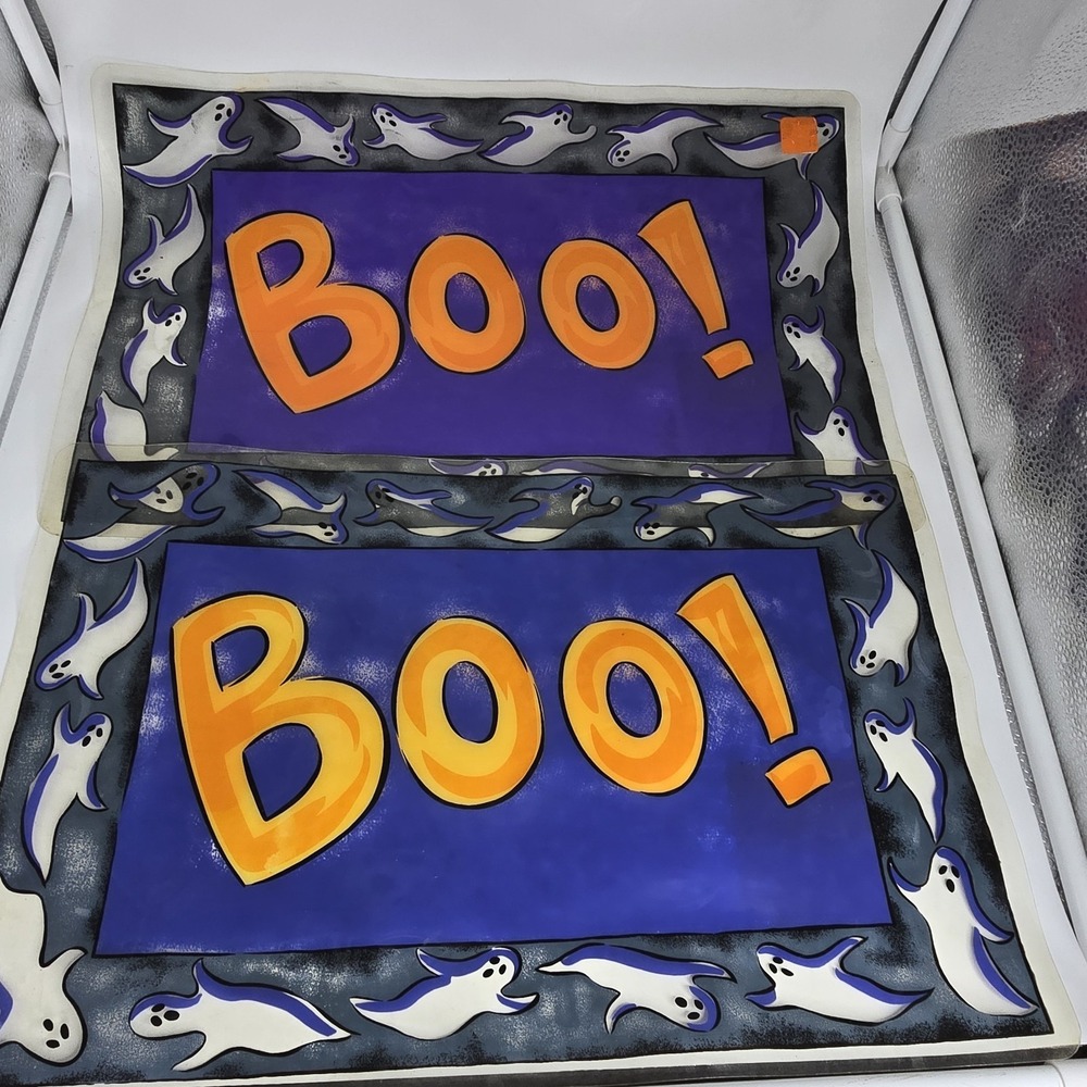 Vintage Halloween‎ Boo Ghost Vinyl Placemats Set of 2 Y2K Spooky Kitchen Decor